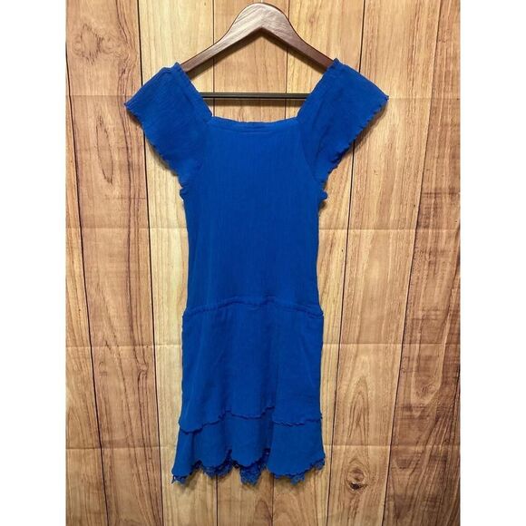 KOBI HALPERIN L Darcie Mini Dress cobalt Blue Silk blend Flowy Boho Chic - Picture 9 of 10